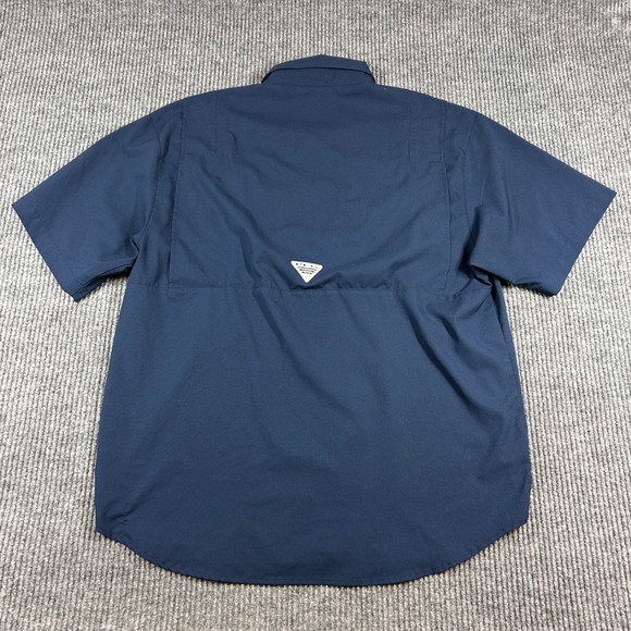 Columbia Shirt Men's XL PFG Atlanta Braves Short Sleeve Fishing Baseball Navy - Picture 3 of 7